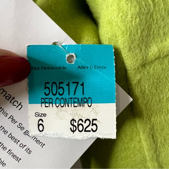 PerSe by Carlisle Wool Green & Blue Reversible Pea Coat Size 6 NWT - Picture 14 of 16